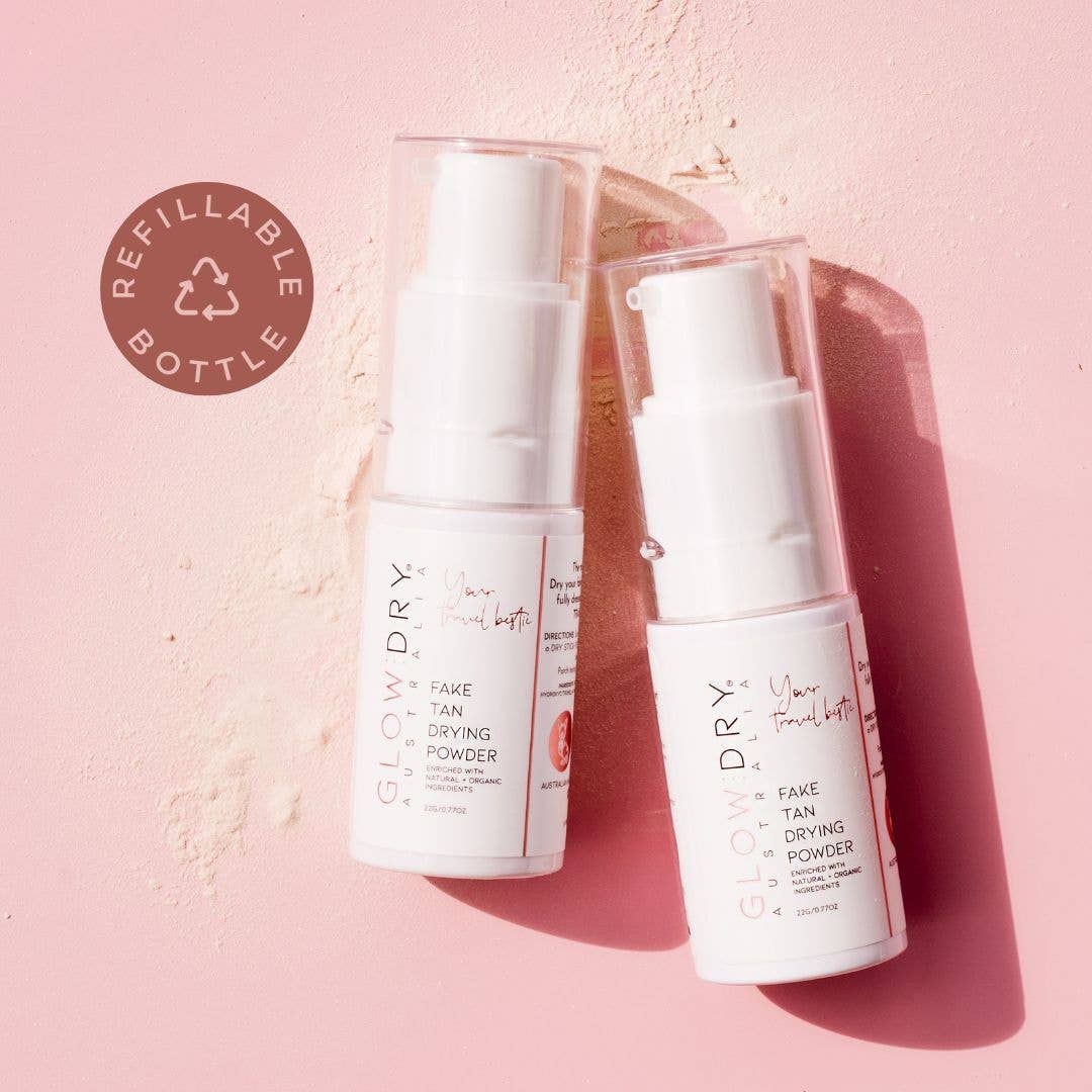 GlowDry Australia - Vente Autobronzants - GlowDry poudre sèche fixante pour teint hâlé - Mini spray poudre 22 g6