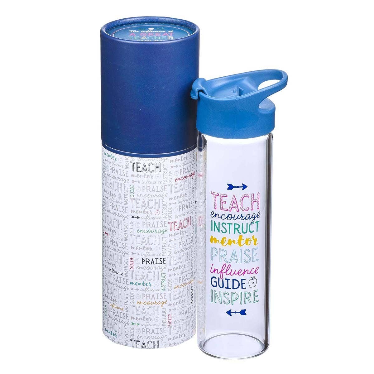 Christian Art Gifts - Wholesale Water Bottle - Water Bottle Glass Blue A Great Teacher1