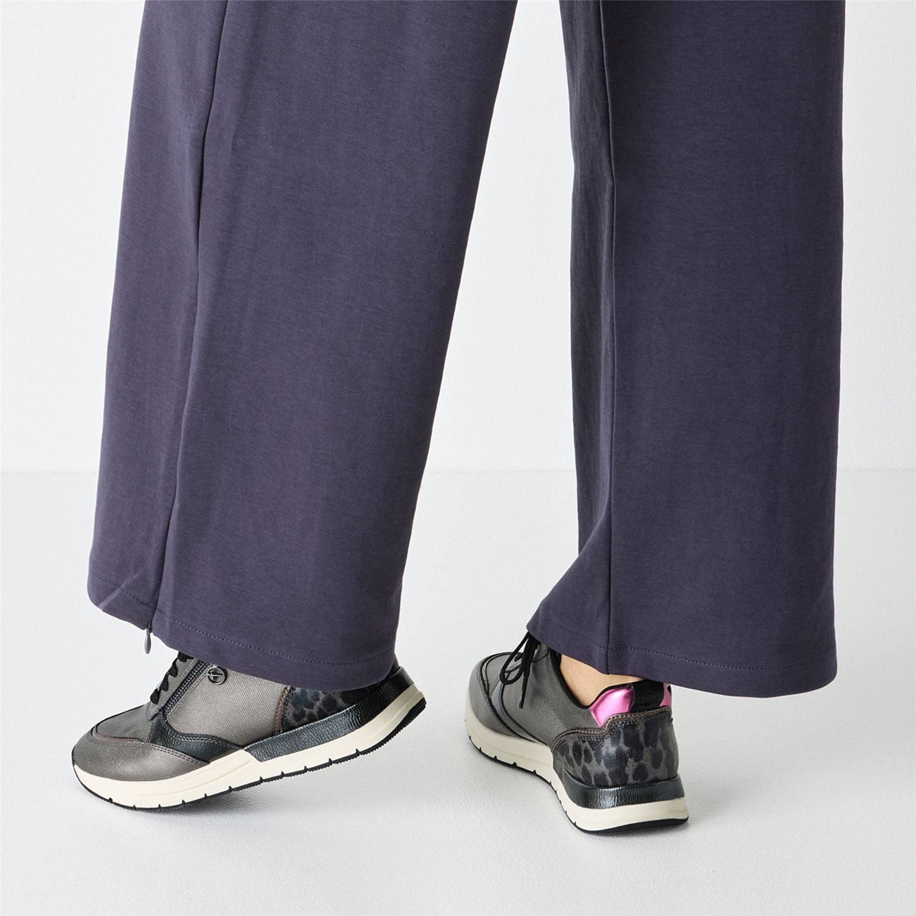 Tamaris Womens Pewter Silver Pink Fashion Lace-up Zipped Sneakers Trainers for wholesale on Faire6