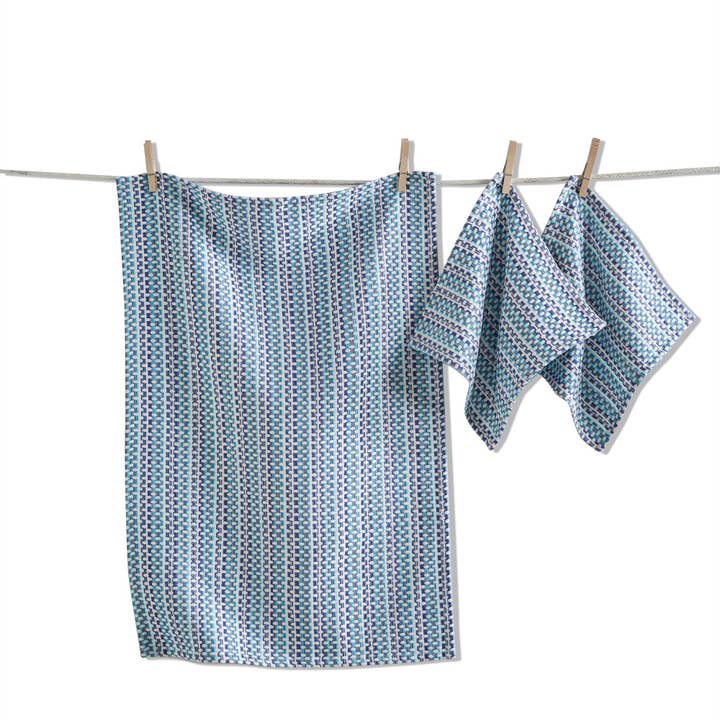 Variegated Dishtowel & Cloth Set of 3 BlueCotton Everyday for wholesale by tag