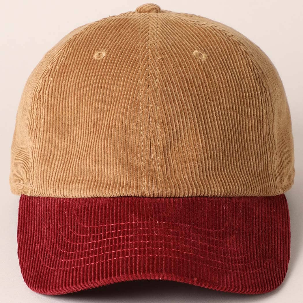 Fashion City - Wholesale Baseball Cap - Unisex - Corduroy Two-Tone Adjustable Baseball Cap46