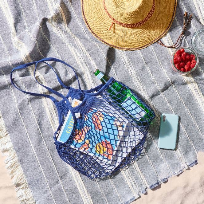 Filt1860 - Wholesale Grocery/Shopping Bag - Net shopping bag Bleu Jean long handles2