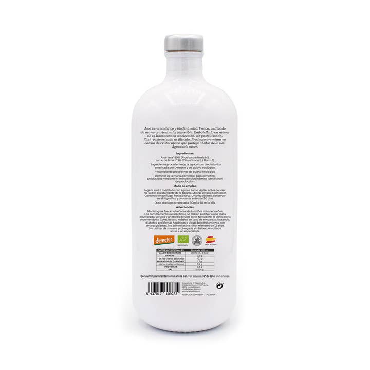 ATALAYA BIO - Wholesale Wellness Juice/Tonic - Aloe vera juice (99%) and lemon Demeter. Unfiltered.
