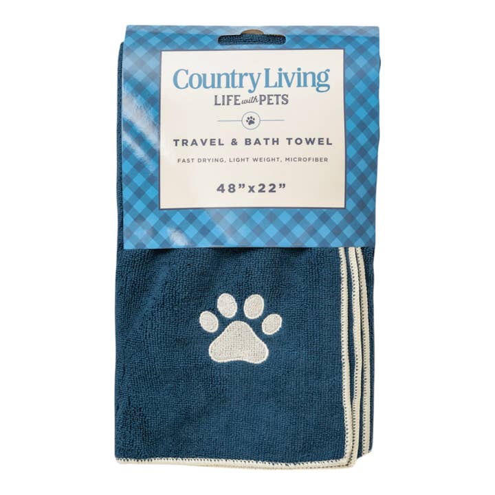 Jojo Modern Pets - Wholesale Pet Towel - Dog - Quick Drying Microfiber Dog Bath Towel with Paw Print (Blue)