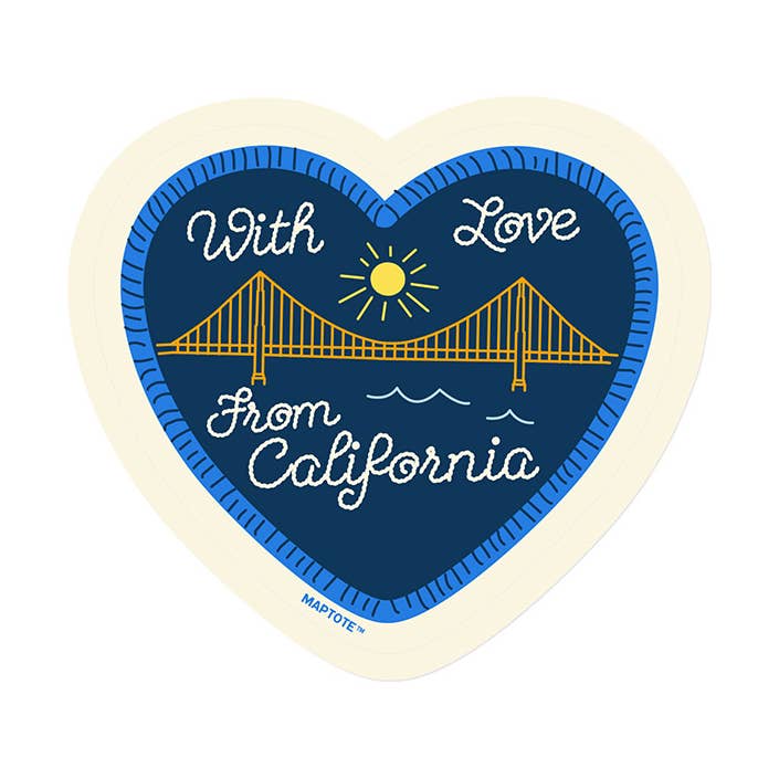 Maptote - Wholesale Sticker - California With Love Golden Gate Heart Sticker0