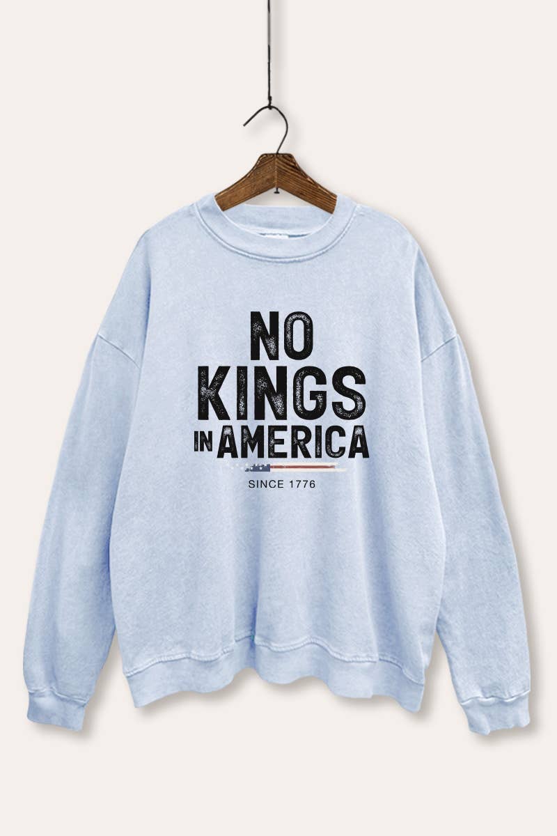 VINTAGE POINT USA - Wholesale Graphic Sweatshirt - Women's - NO KINGS IN AMERICA MINERAL WASH GRAPHIC SWEATSHIRT0