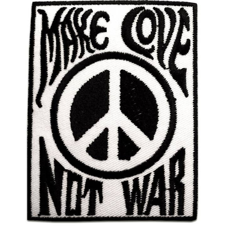Iron-on Patch - Make Love Not War Peace Peace White for wholesale on Faire