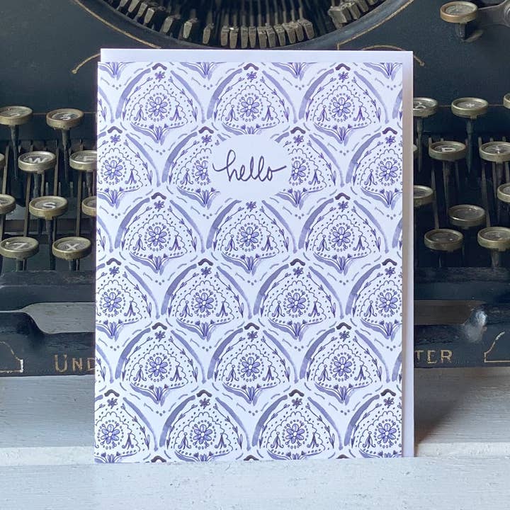 Indigo Ogee Hello Karte für den Großhandel von tiny farmhouse by Amy McCoy