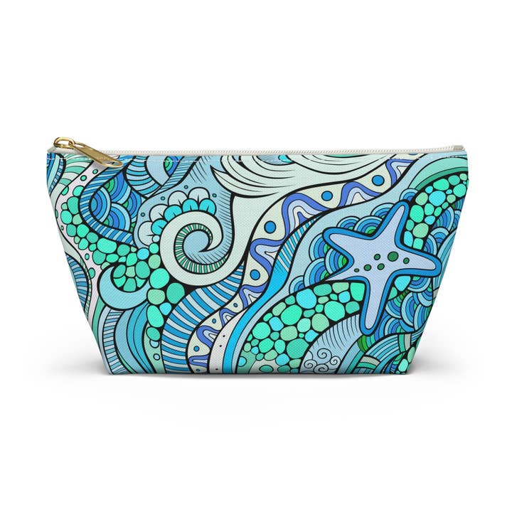 Pochette accessoire mosaïque étoile de mer. Trousse à fond en T pour la vente par Lyn Roma