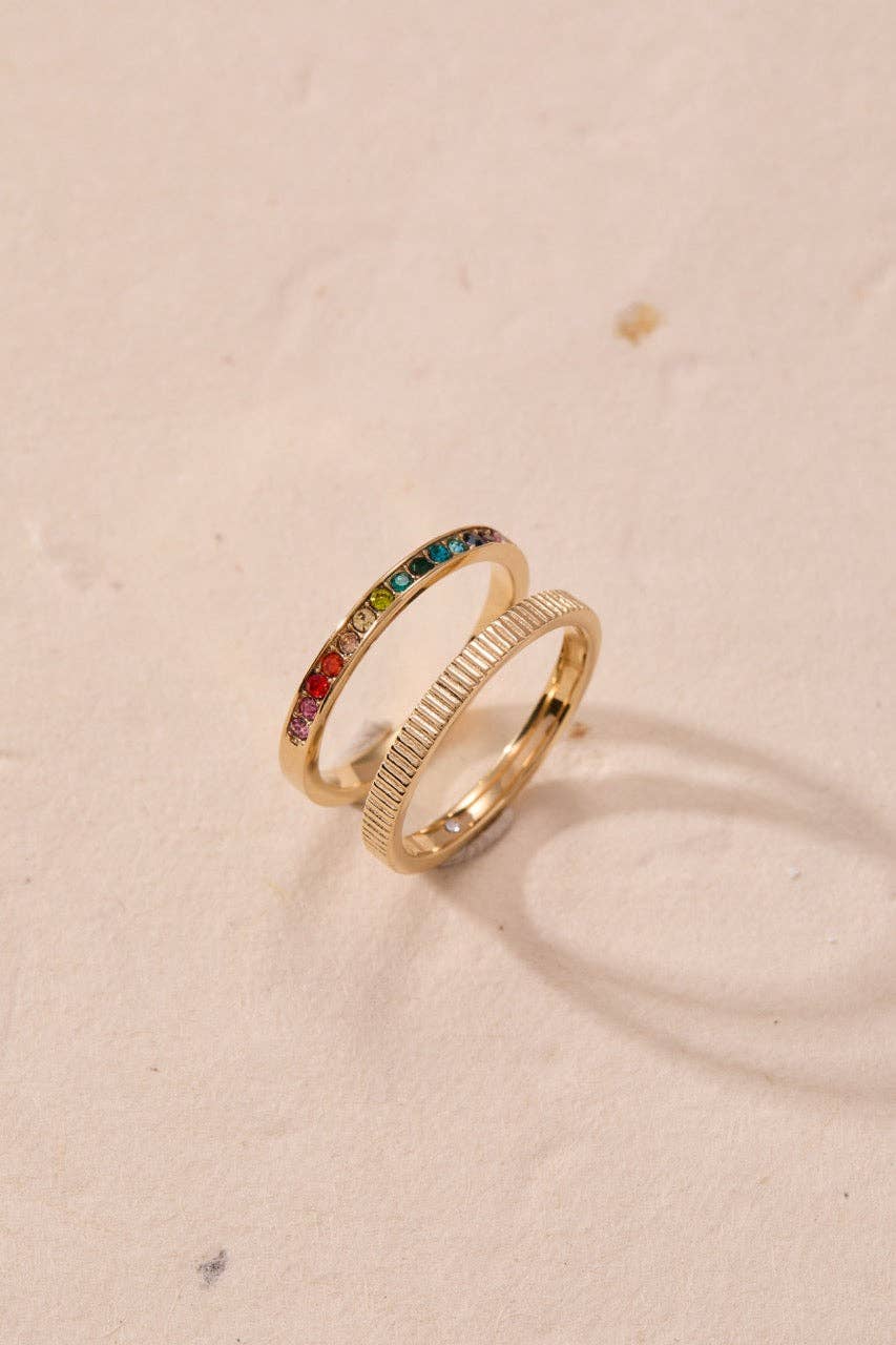 Alex and Ani - Wholesale Multi-Stone Ring - Rainbow Ombre Ring Set of 21