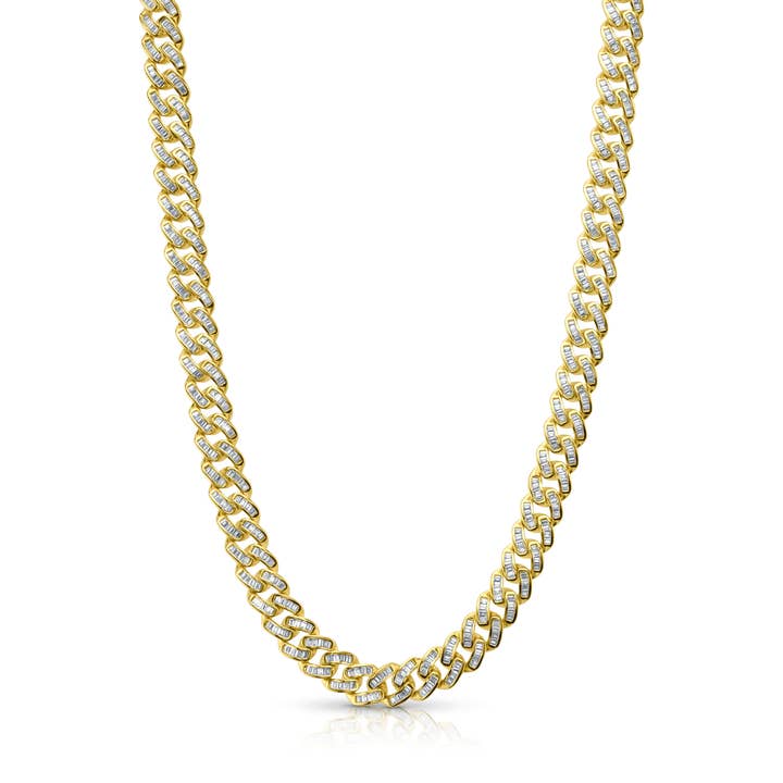 CUBAN LINK BAGUETTE NECKLACE, GOLD for wholesale by JEN HANSEN