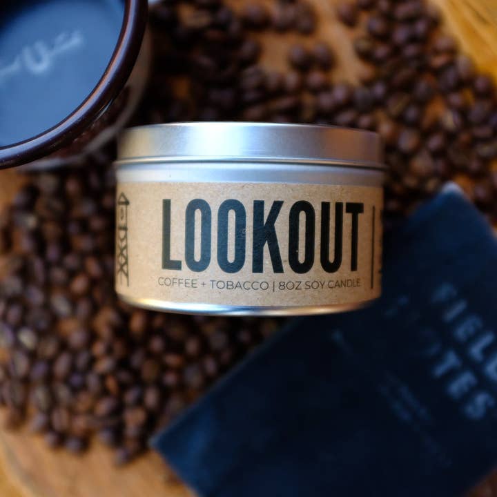 Lookout | Coffee + Tobacco Soy Candle for wholesale by Wandering Bison