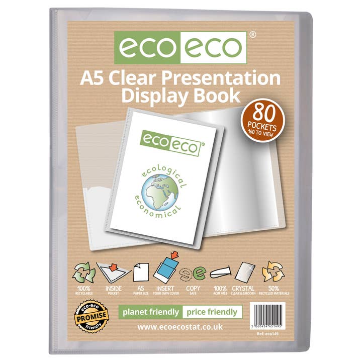 A5 Klar 50% Recycelt 80 Taschen Präsentationsmappe für den Großhandel von eco-eco Stationery Ltd