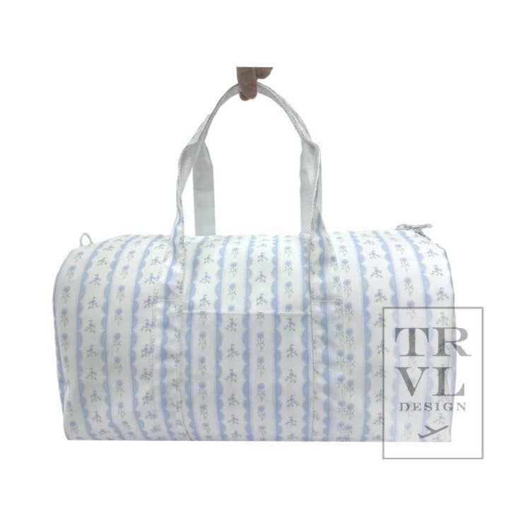 TRVL Design - Wholesale Weekender Bag - Women's - Weekender - Ribbon Floral Blue Duffel Bag