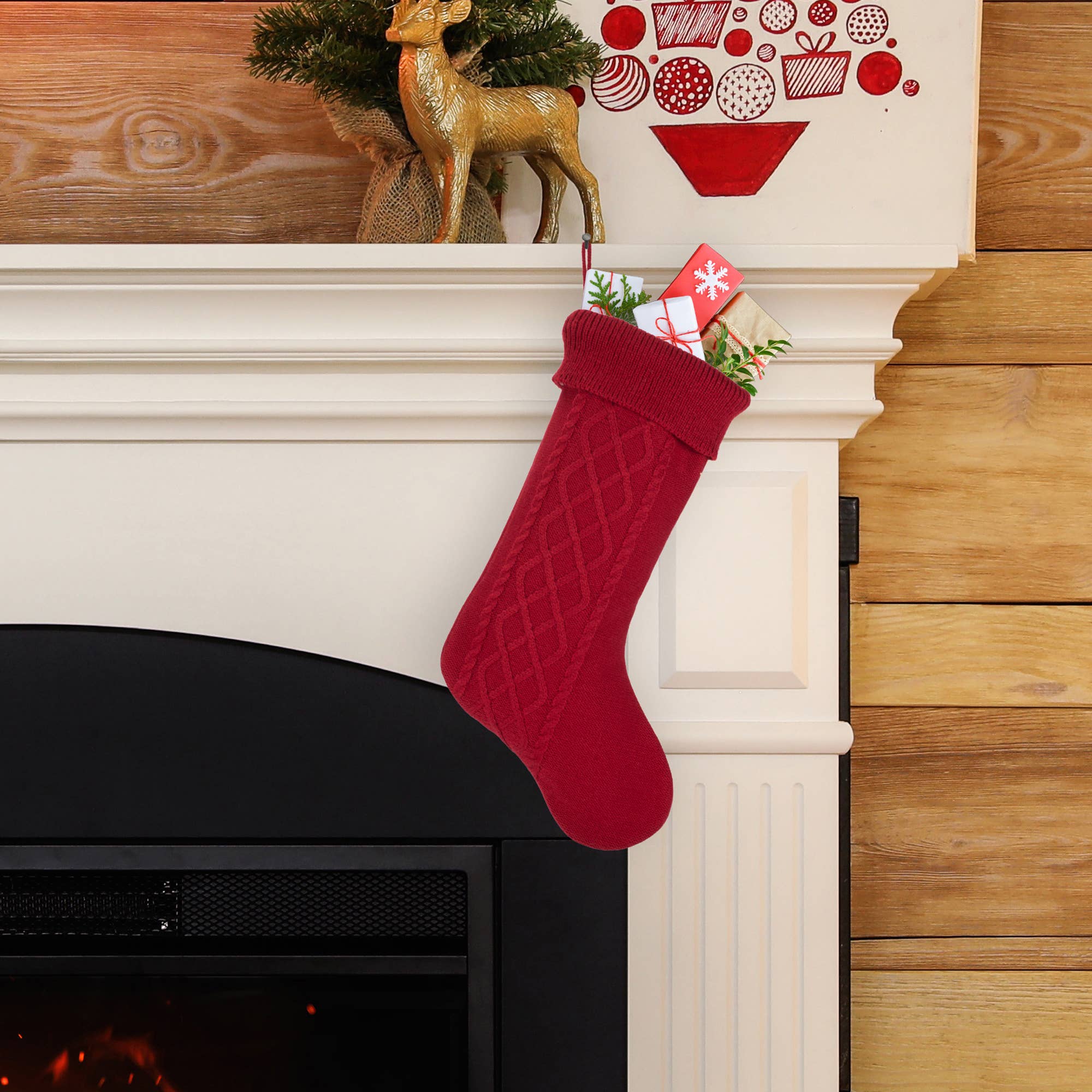 EAST AVENUE – wholesale Holiday Stocking – Cable Knit Stocking with Ribbed Cuff - Red5