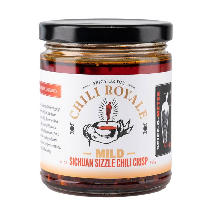 Chili Royale Sichuan Sizzle Mild Chili Crisp Oil 9oz. for wholesale by Chili Royale