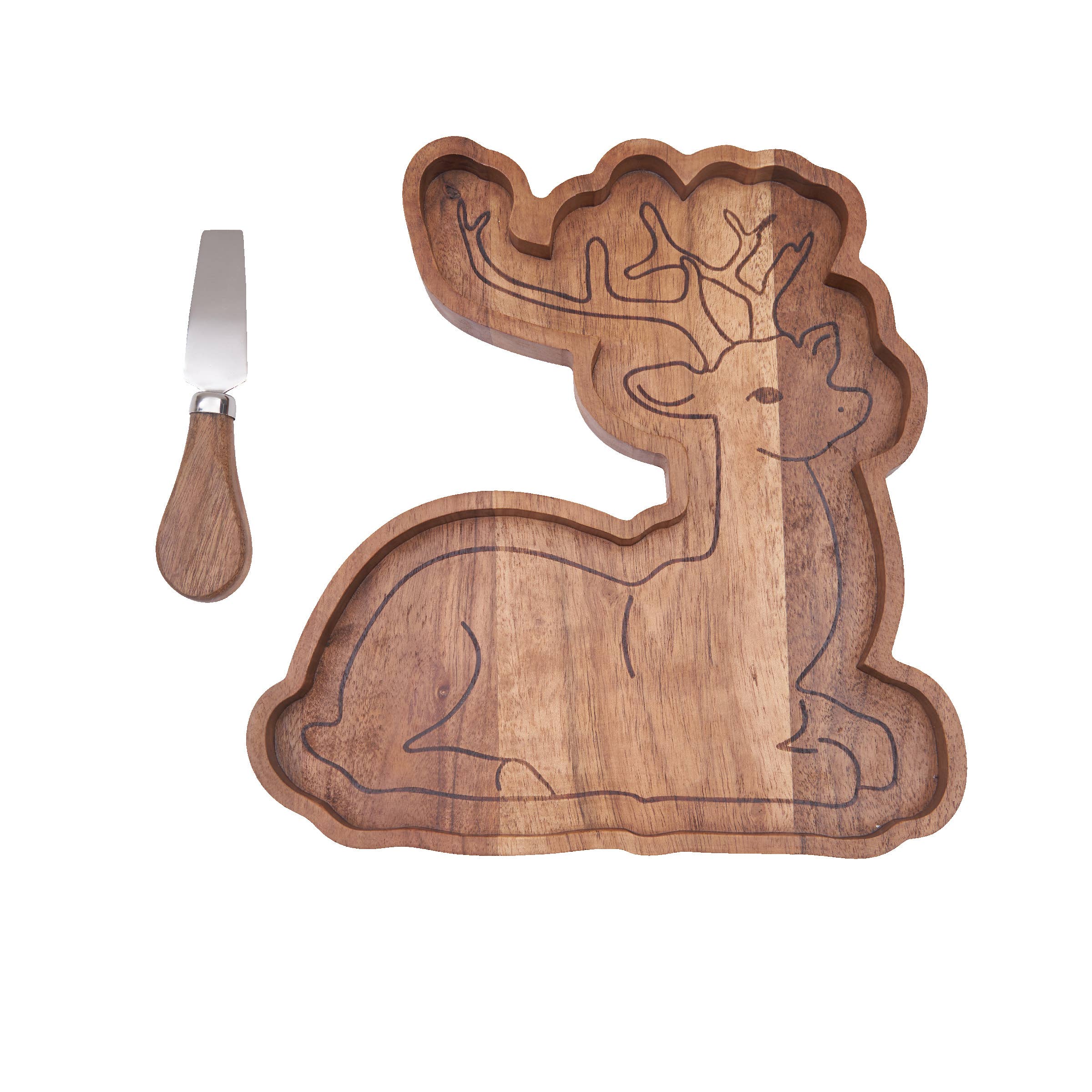C&F Home - Wholesale Serving Tray - Christmas Reindeer Charcuterie Serving Board With Spreader0