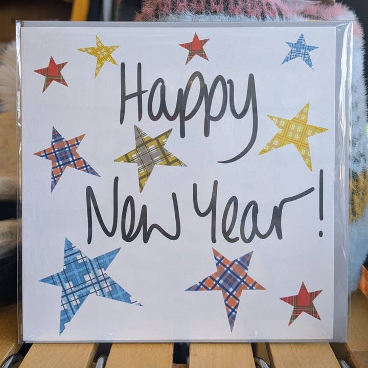 Happy New Year Tartan Stars for wholesale by F and B Cards