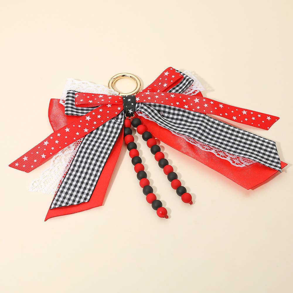 Sensibling Corp. - Wholesale Keychain - Women's - Game Day Theme Triple Layered Bow Bag Charm / Keychain8