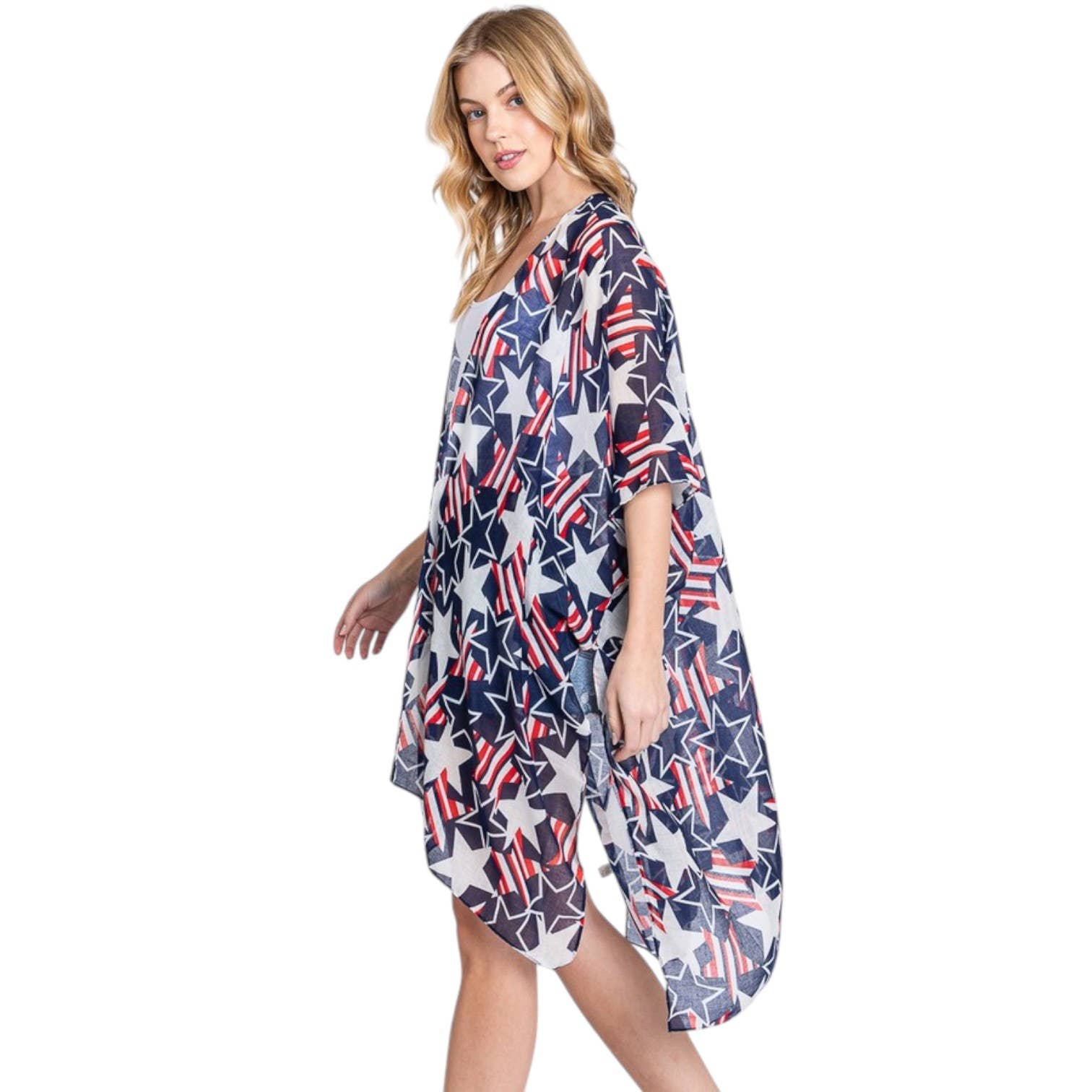 LA Jewelry Plaza - Wholesale Kimono - Women's - American Flag Mix Printed Light Weight Kimono1