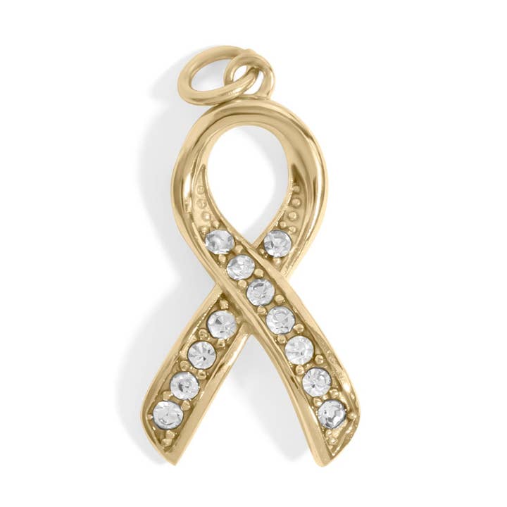 Encanto de Fita de Cancro com Pedra de Cristal de Sensibilização para o Cancro da Mama por atacado de WJW