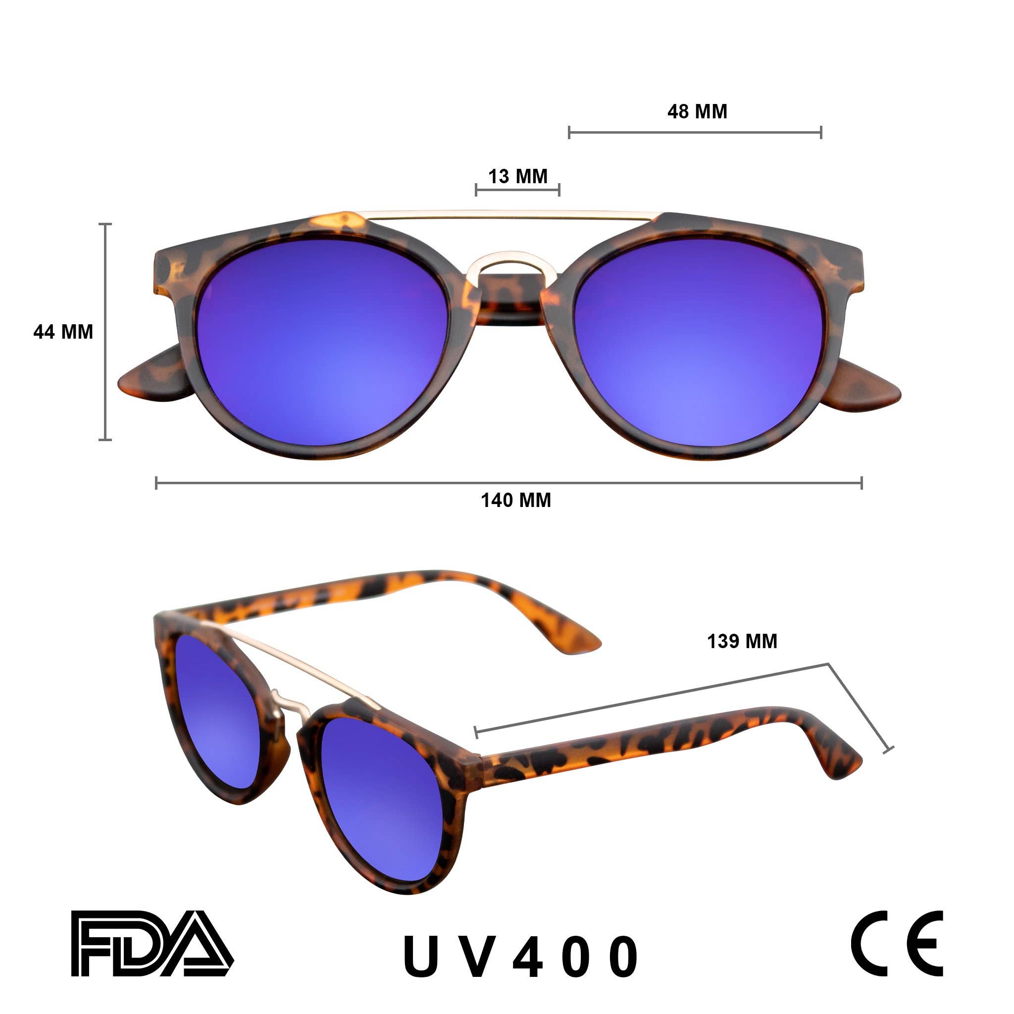 Emblem Eyewear - Wholesale Sunglasses - Unisex - Vintage Inspired Dapper Cross Bar Horned Rim Flash Mirror6