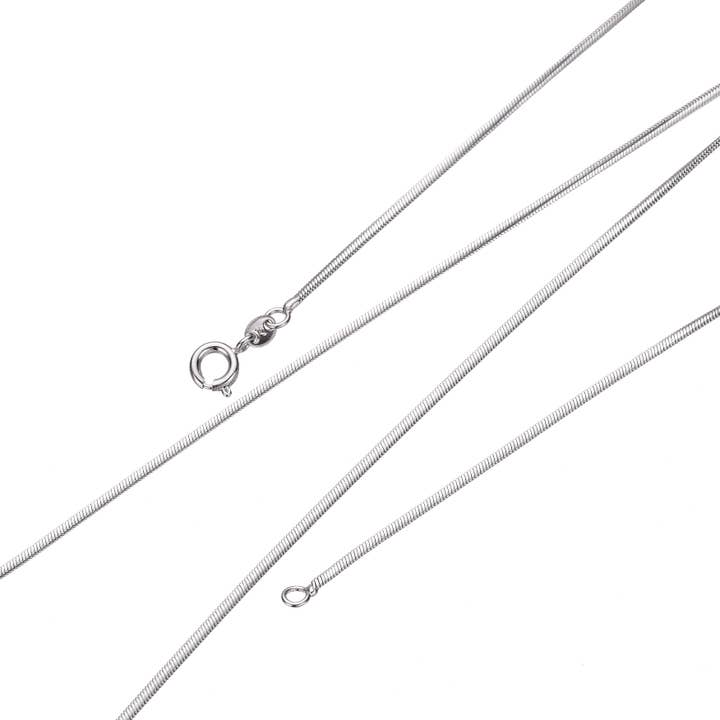 Aim Eternal - Wholesale Link & Chain Necklace - Dainty Silver Snake Chain Thin Herringbone 18"Chain Necklace