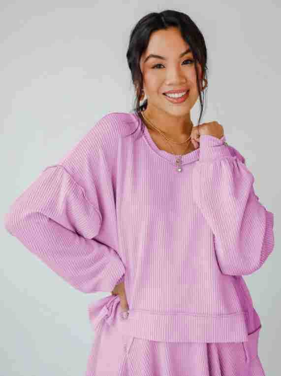 Marayn - Wholesale Top & Skirt Set - Women's - Autumn Ribbed Set Lantern Sleeve Top  Pleated Skirt35