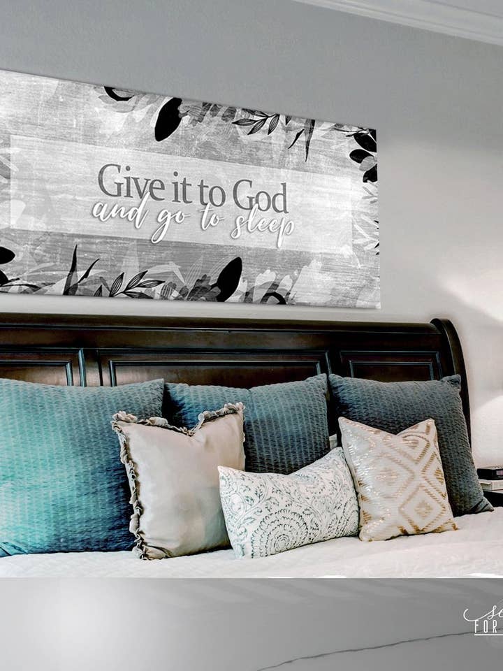 Bedroom Wall Art: Give it to God and go to sleep V8 for wholesale by Sense For Decor