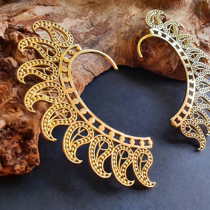 Oorbel Messing Veer ontwerp / Tribaal / Boho / Kostuum / Verkleedkleding / Cosplay / Festival Sieraden / Indiaas / voor wholesale door Kaali Boutique