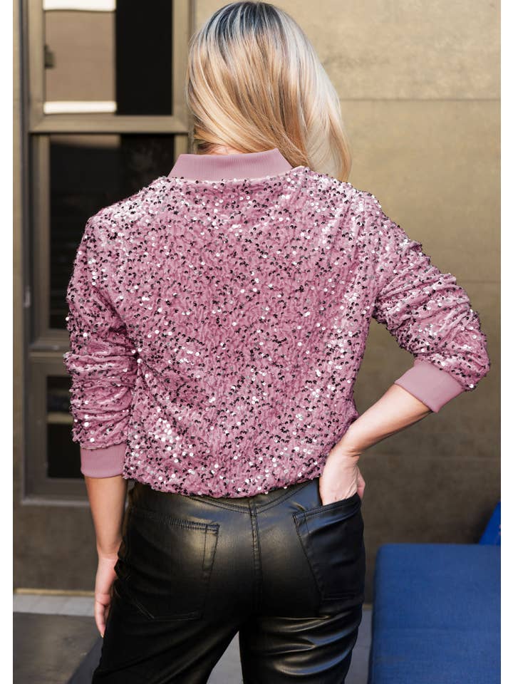 Anna Kaci Wholesale - Wholesale Jacket - Women's - Women's Sparkly Sequin Jacket Glitter Long Sleeves Front Zip38
