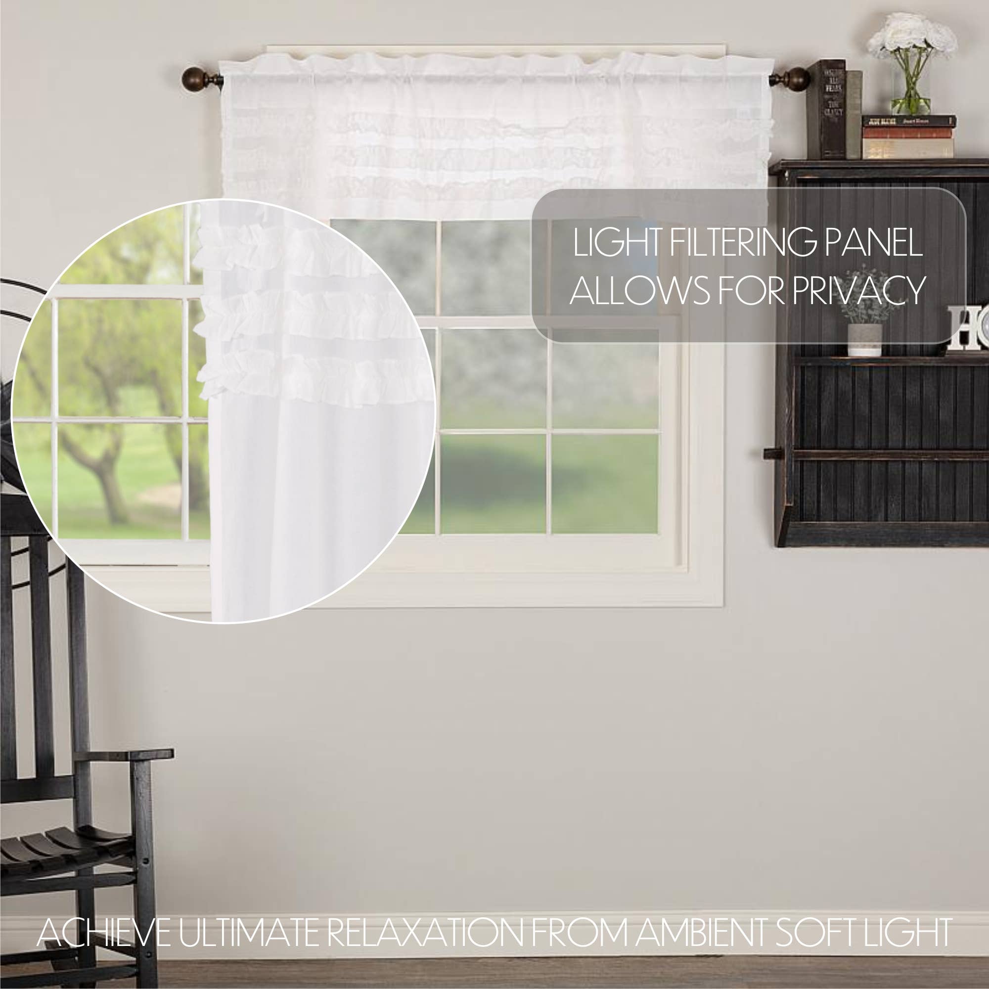 VHC Brands - Wholesale Valance - White Ruffled Sheer Petticoat Valance 16x603