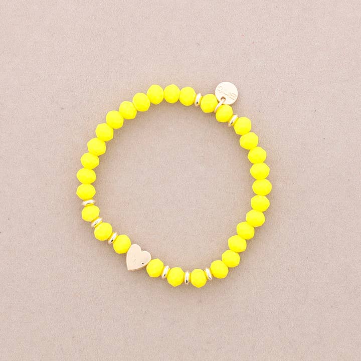 La Cuerda De Sol - Wholesale Beaded Bracelet - Faceted Crystal Metal Heart Elastic Bracelet