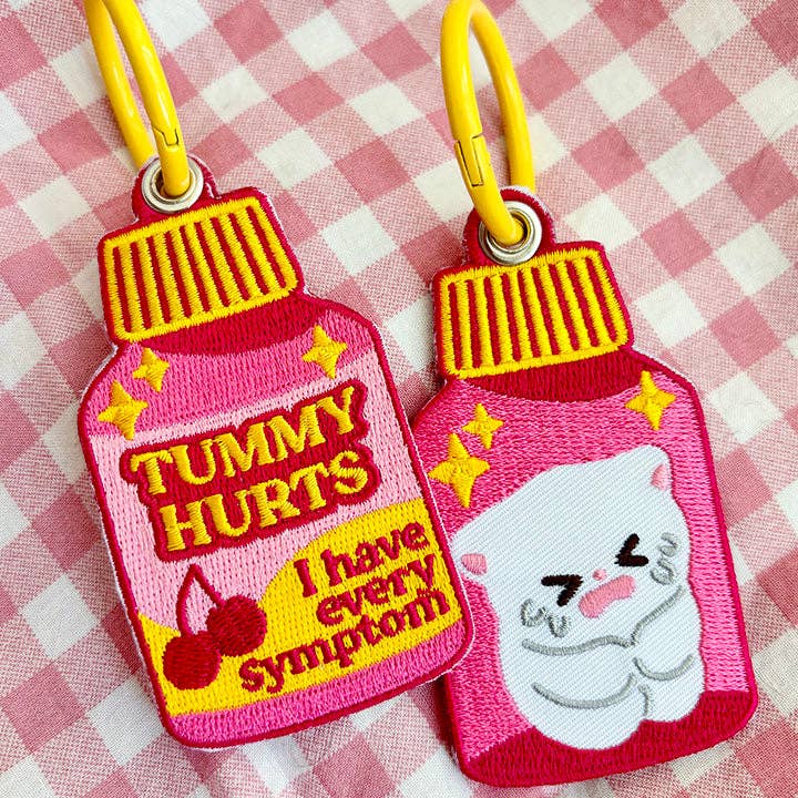 Maobabie - Wholesale Keychain - Unisex - Tummy Hurts Medicine Embroidered Keychain
