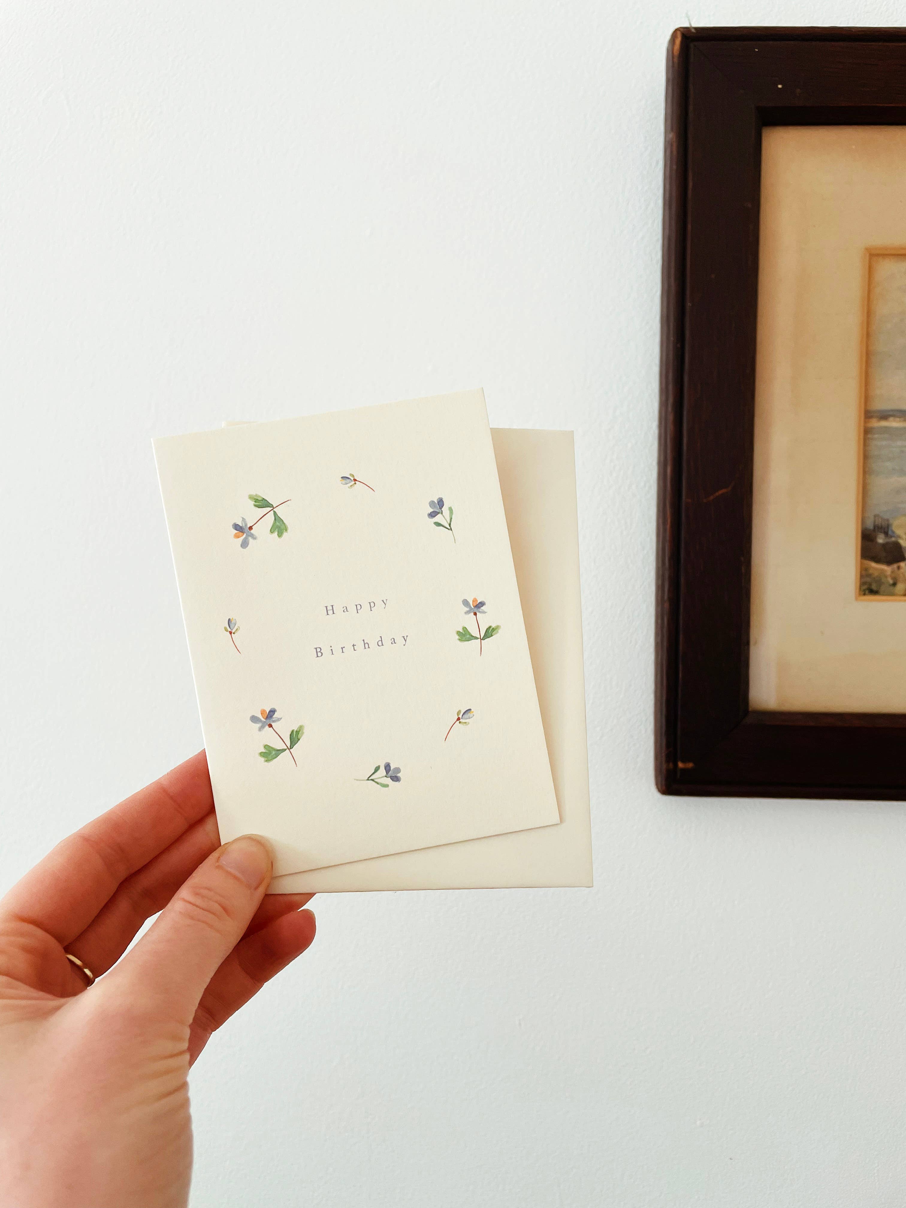 Annie Brougham Paper Goods. – wholesale Birthday card – Blue Florals Petite Summer Birthday Card1