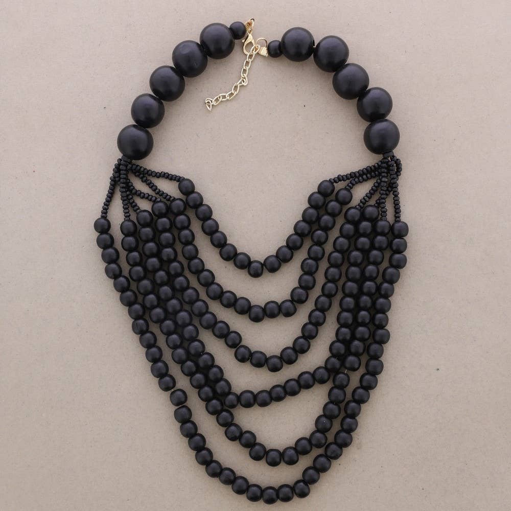 Sonata – wholesale Snap jewellery – Choker 6 Strands Wooden Beads3