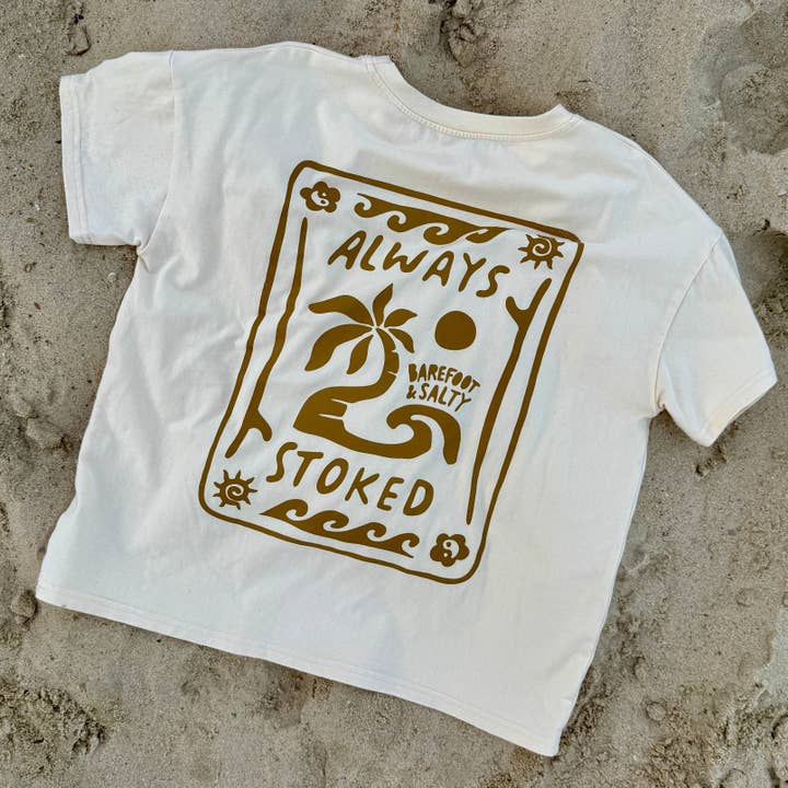 Always stoked kids tee for wholesale by Barefoot & Salty