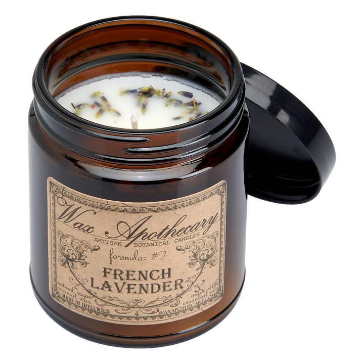 Wax Apothecary - Wholesale Jar/Filled Candle - 6oz Botanical Candle in Amber Glass Jar - Choose A Scent