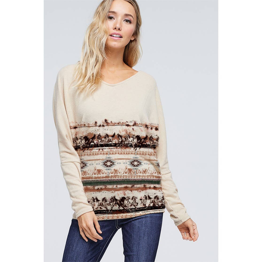 Phil Love - Wholesale Tunic - Women's - Aztec Horse print back lace up top4