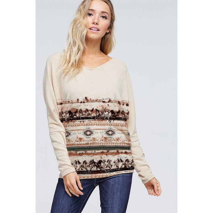 Phil Love - Wholesale Tunic - Women's - Aztec Horse print back lace up top4