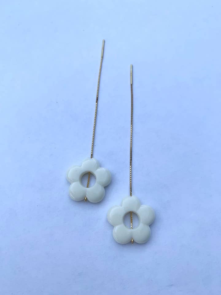 Sterling Silver Flower Threader Earrings (Pair) for wholesale by Good Things BK