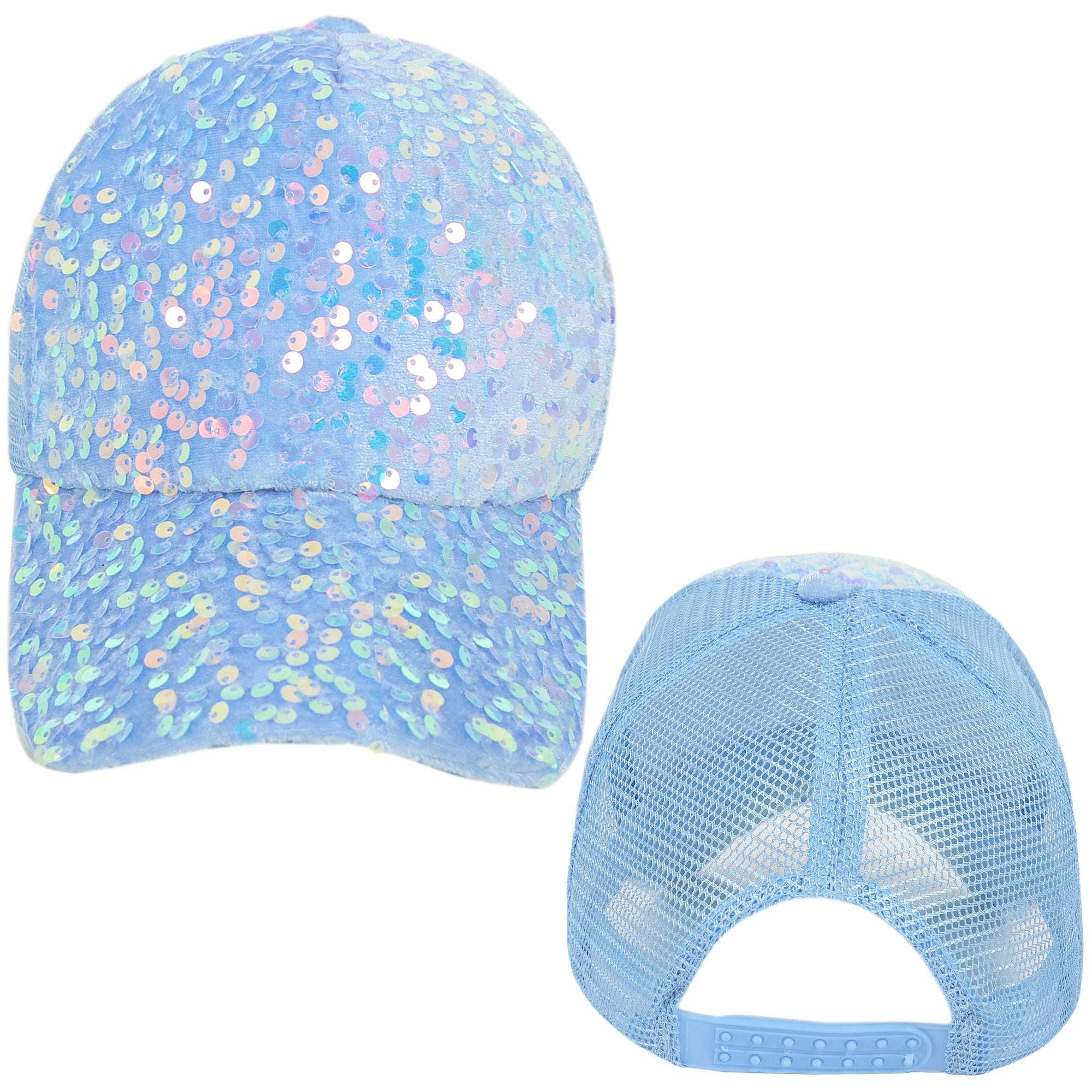 AK Brand - Wholesale Ponytail Cap - Women's - Women's Sparkly Sequin Baseball Cap Messy Low Bun Ponycap7