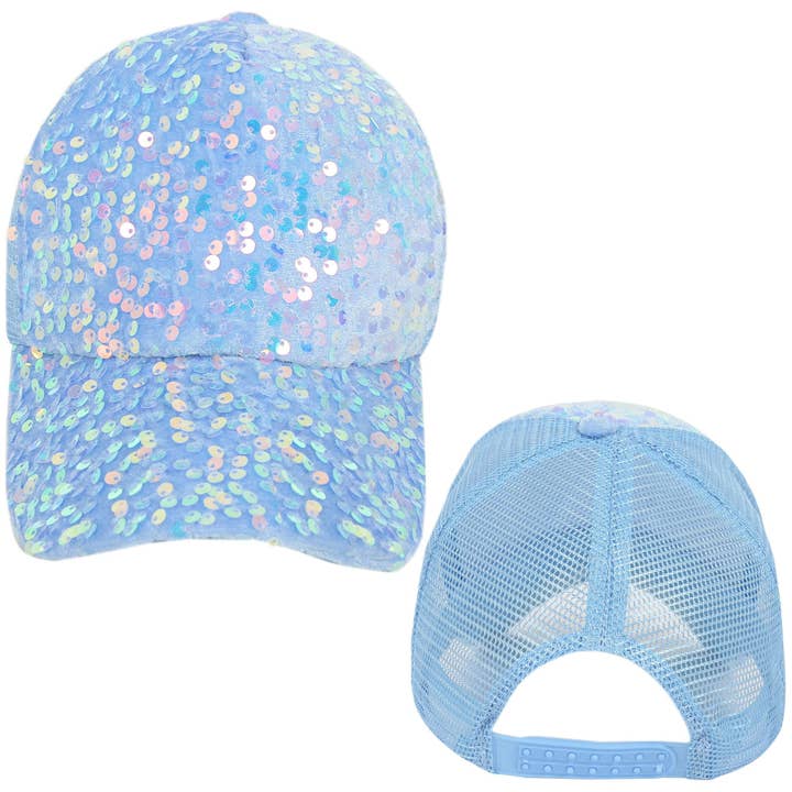 AK Brand - Wholesale Ponytail cap – Women’s - Women's Sparkly Sequin Baseball Cap Messy Low Bun Ponycap7