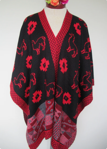 MODA LATINA – wholesale Cape - Dam – Kvinnors stickad ull Ruana vändbar kappa ärmlös8