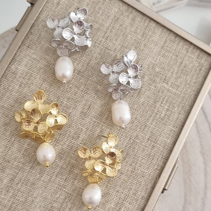 PearlGem Designs - Wholesale Dangle earrings - Margaret Flower Stud Freshwater Pearl Earrings4