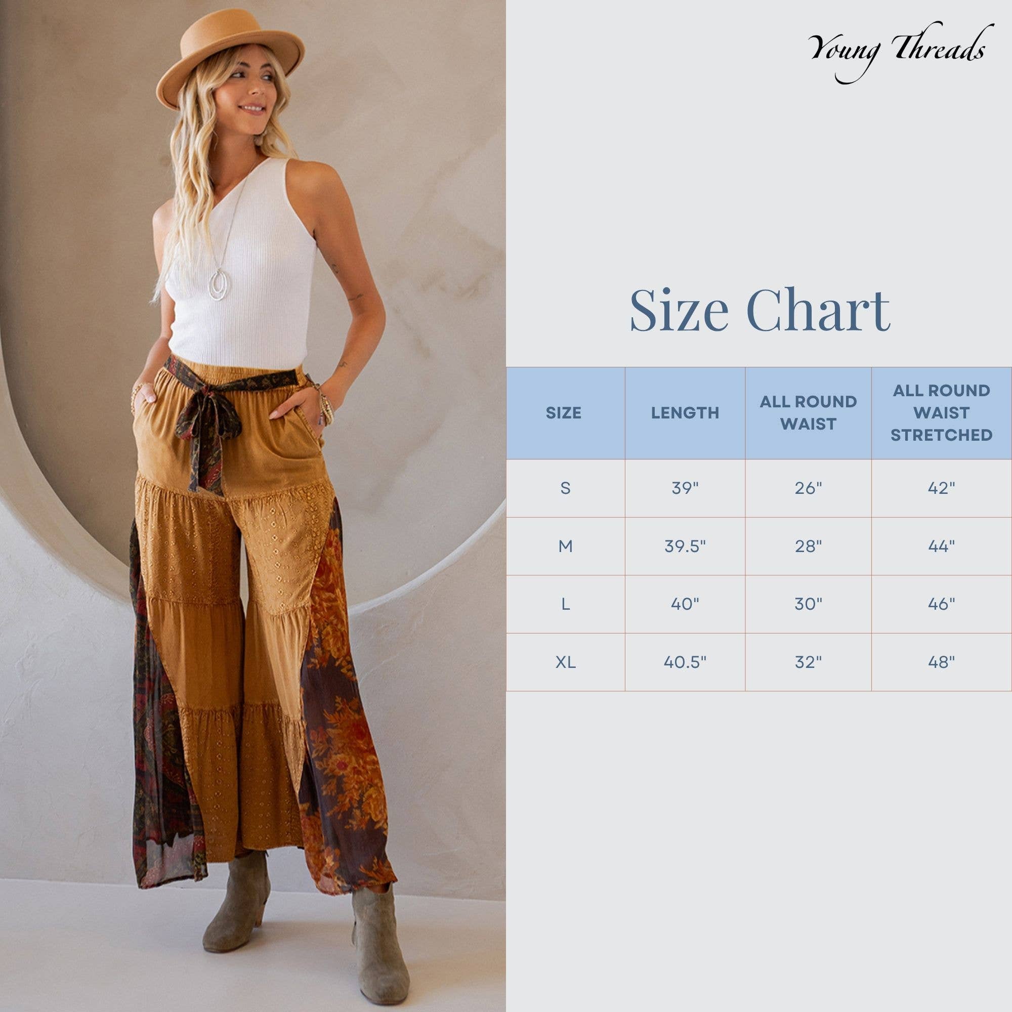 Young Threads - Wholesale Pants - Women's - Rustic Bohemian: Side Paneled Patchwork Pants (New Color)5