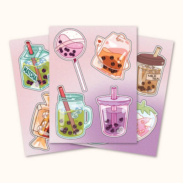 12 autocollants Bubble Tea pour la vente par Pearly