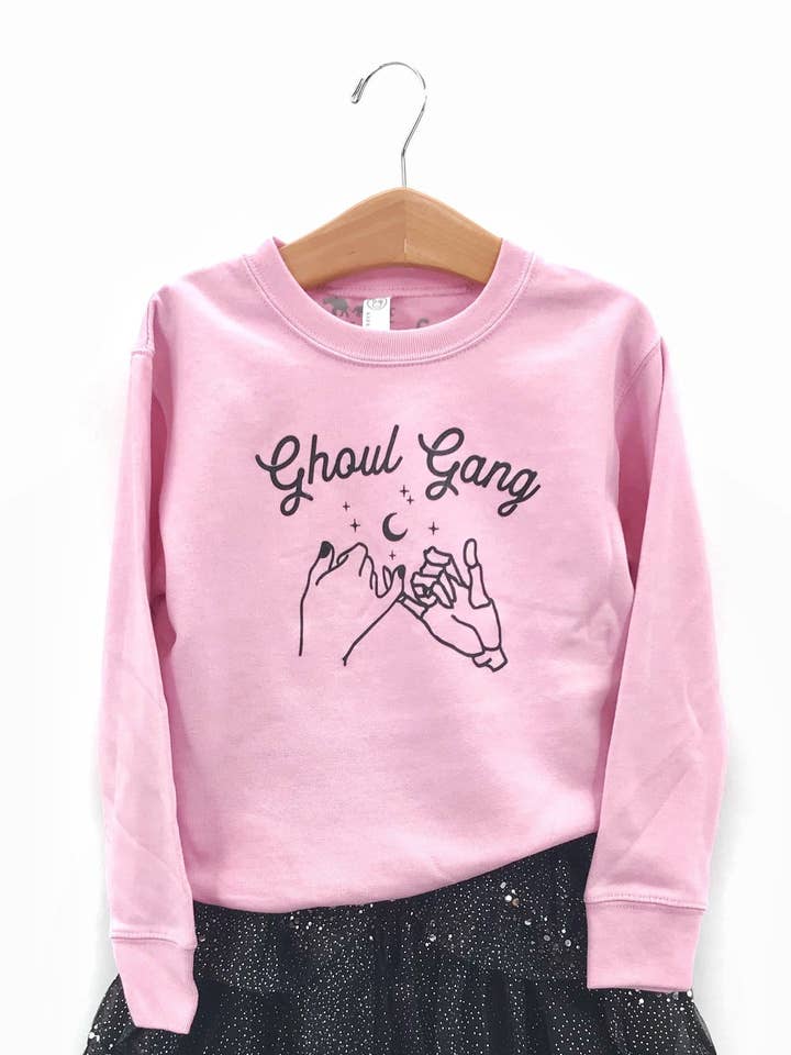 PINK Ghoul Gang Pullover, halloween sweatshirt skeleton for wholesale by The Wishing Elephant