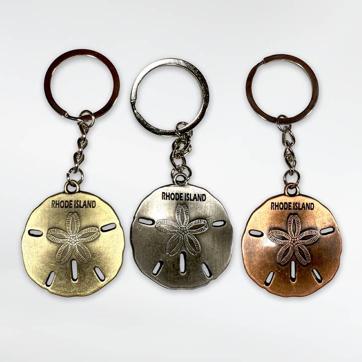 Rhode Island Sand Dollar Keychain for wholesale by Commonwealth Souvenirs