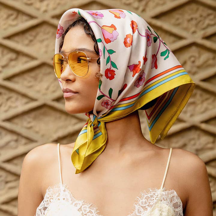 Jessie Zhao New York – wholesale Scarf – Women's – Limoncello Jardin Double Sided Silk Scarf1